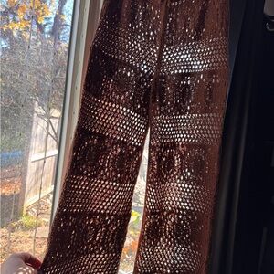 Aerie Elegant Brown Crochet Pants